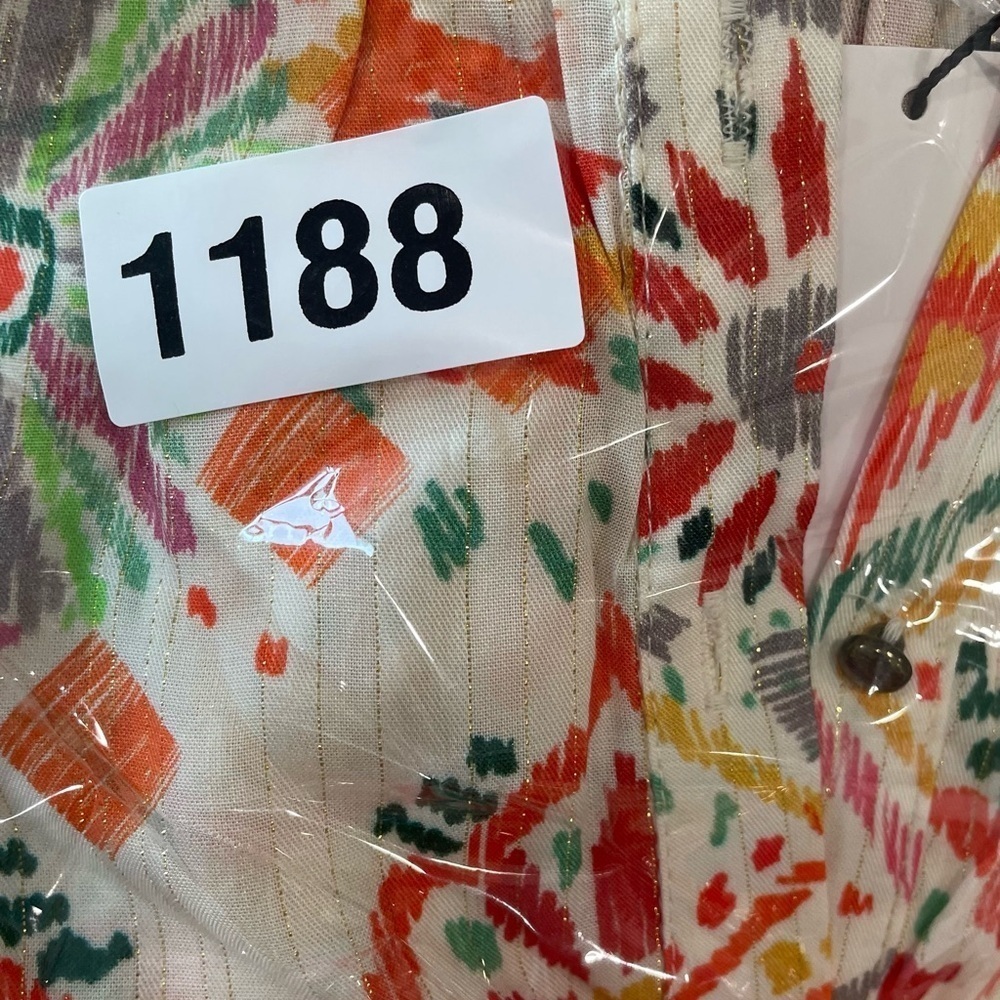 ZARA Dress Size Small Multicolor Metallic Bright Printed Midi Balloon Sleeves - Picture 6 of 6